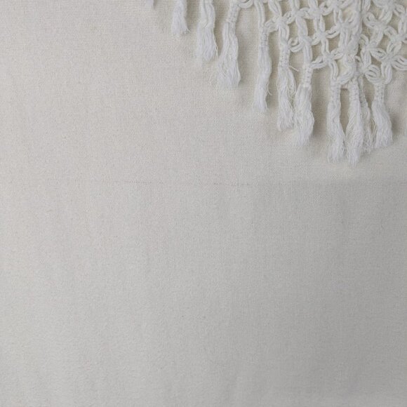 Anthropologie Knotted Macrame Overlay Shower Curtain Ivory Cotton Boho Fringe - Picture 7 of 12